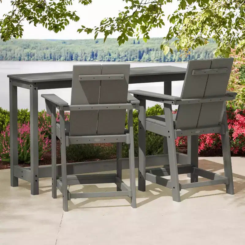 POLYWOOD Moore Ensemble de comptoir de balcon 3 pièces Gris ardoise