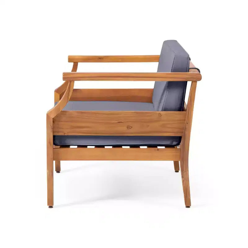 Ensemble de 5 meubles de jardin modulaires Aston en bois d'acacia d'inspiration moderne du milieu du siècle avec fauteuil de club, couleur teck/gris foncé - Christopher Knight Home
