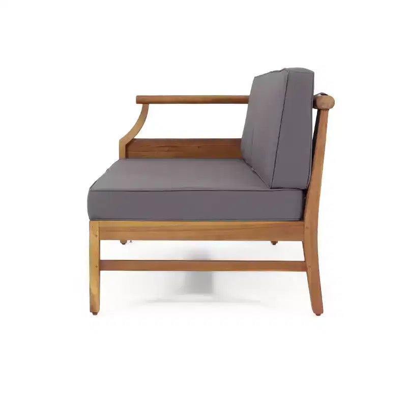 Ensemble de 5 meubles de jardin modulaires Aston en bois d'acacia d'inspiration moderne du milieu du siècle avec fauteuil de club, couleur teck/gris foncé - Christopher Knight Home