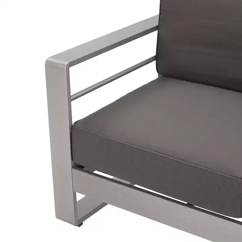 Christopher Knight Home Eleanor Ensemble de conversation extérieur 8 places en aluminium avec coussins, Kaki/Argent