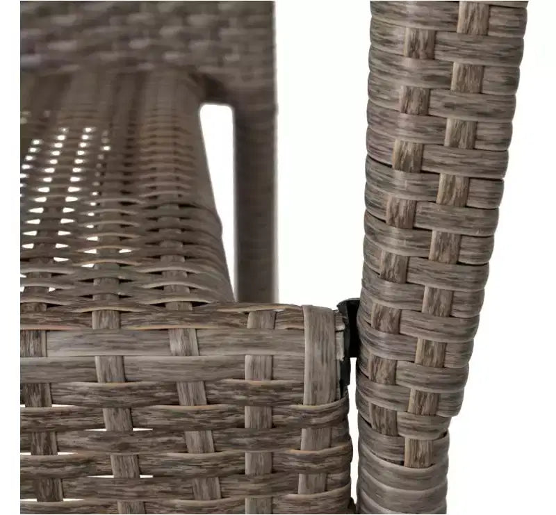 Aspect Living Morgan - Lot de 2 chaises d'extérieur empilables en osier tressé à la main, tout temps, cadre en acier enduit de poudre, légères, pour véranda, jardin, balcon.