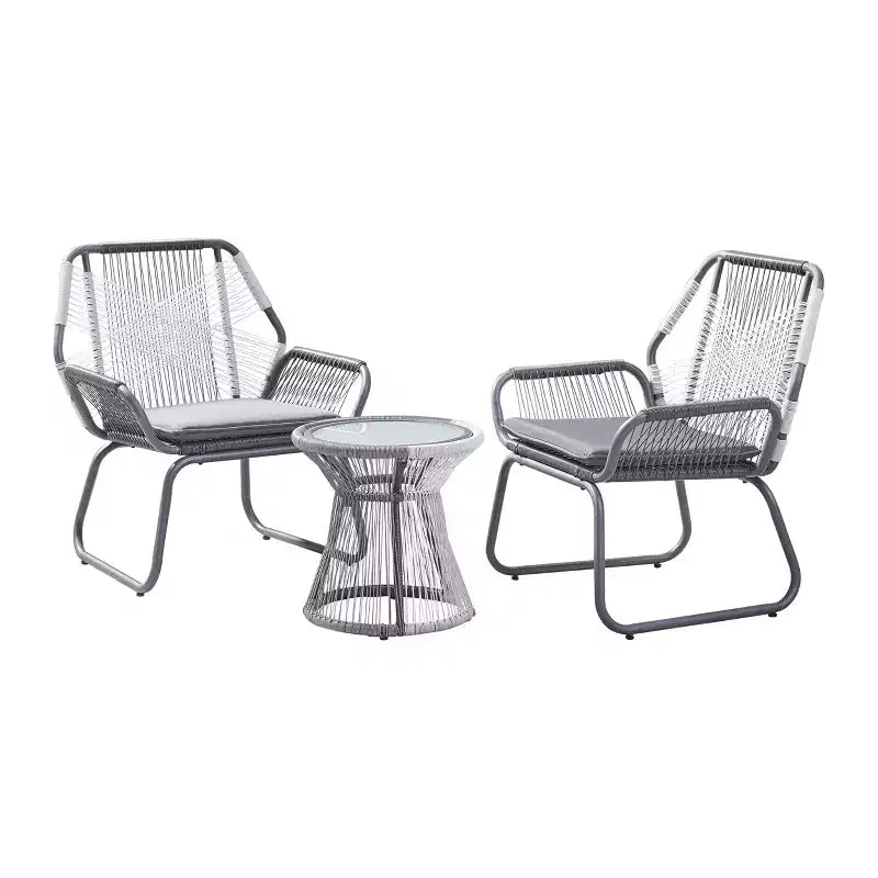 Christopher Knight Home Milano 3 piece Outdoor Wicker Wrap Chat Set with Cushion, Gray/White