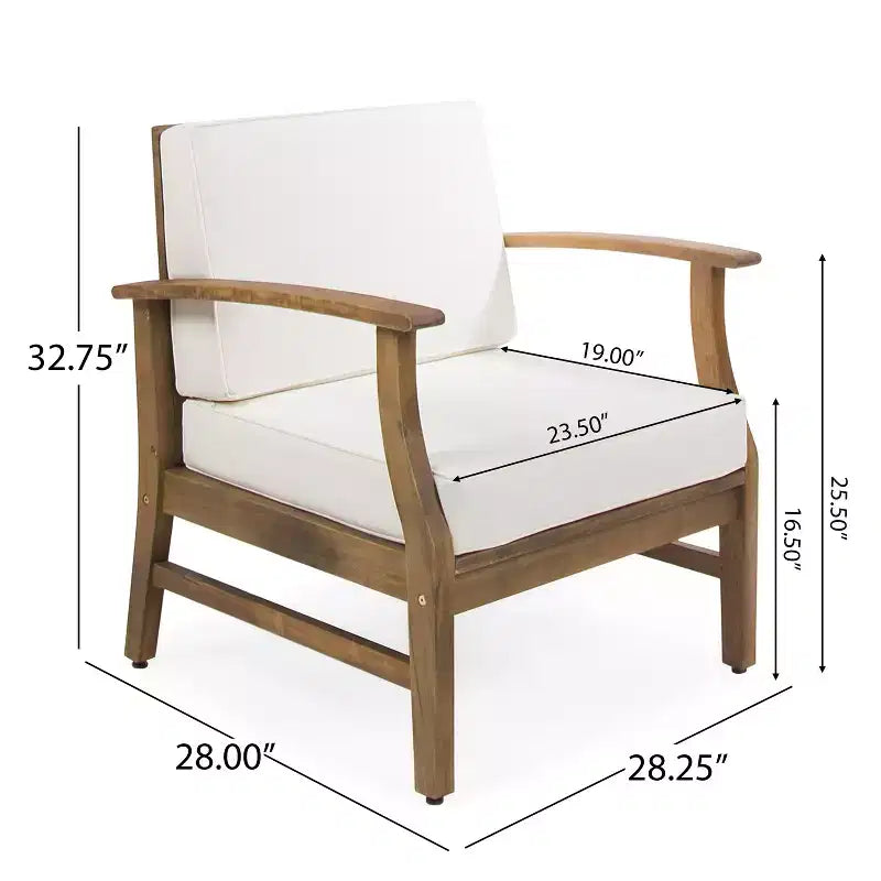 GDFStudio Abena Ensemble de conversation d'extérieur 6 places avec canapé sectionnel et fauteuil club en bois d'acacia et coussins