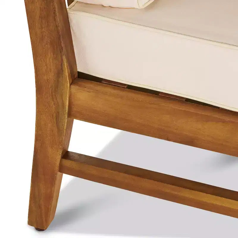GDFStudio Abena Ensemble de conversation d'extérieur 6 places avec canapé sectionnel et fauteuil club en bois d'acacia et coussins