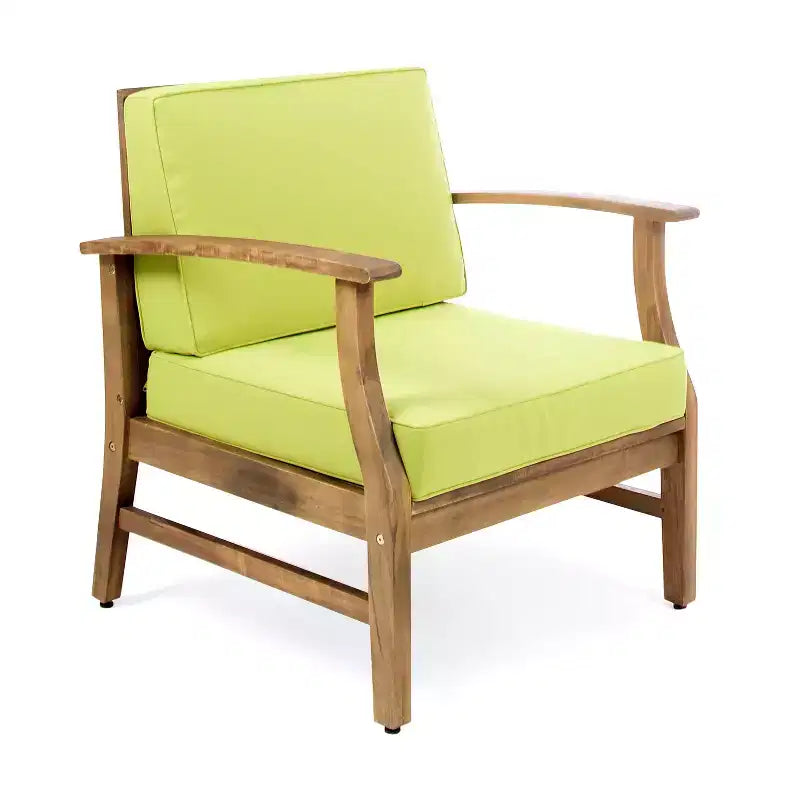 GDFStudio Abena Ensemble de conversation d'extérieur 6 places avec canapé sectionnel et fauteuil club en bois d'acacia et coussins