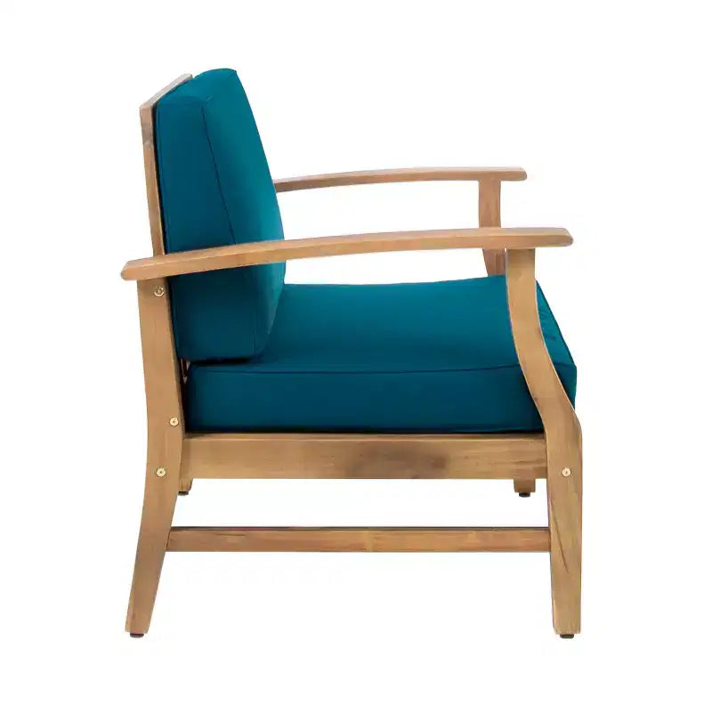 GDFStudio Abena Ensemble de conversation d'extérieur 6 places avec canapé sectionnel et fauteuil club en bois d'acacia et coussins