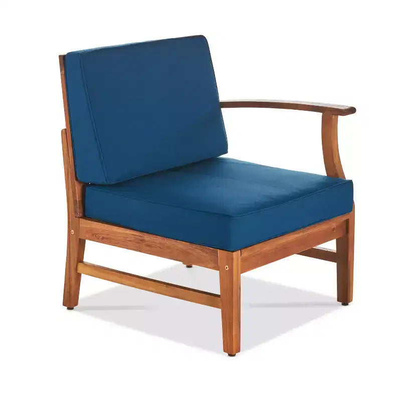 GDFStudio Abena Ensemble de conversation d'extérieur 6 places avec canapé sectionnel et fauteuil club en bois d'acacia et coussins