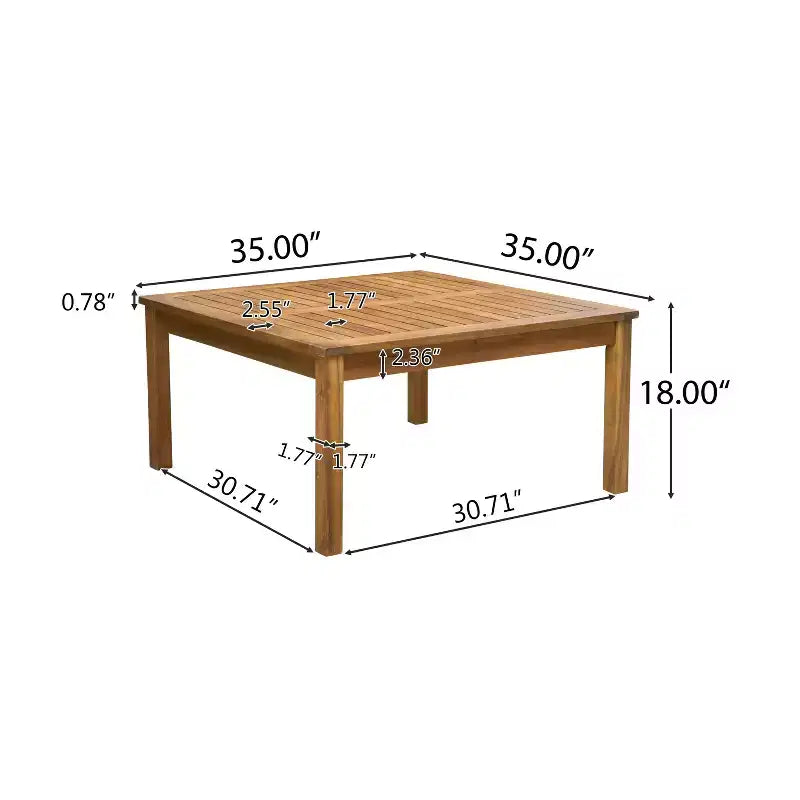 GDFStudio Abena Ensemble de conversation d'extérieur 6 places avec canapé sectionnel et fauteuil club en bois d'acacia et coussins