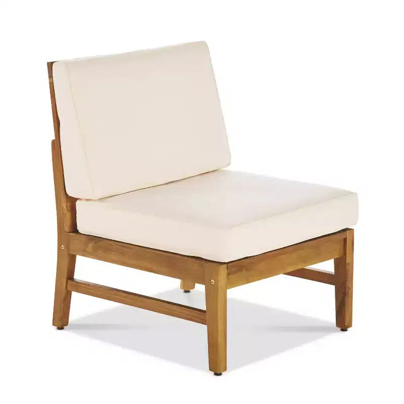 GDFStudio Abena - Canapé d'angle d'extérieur 9 places en acacia avec coussins