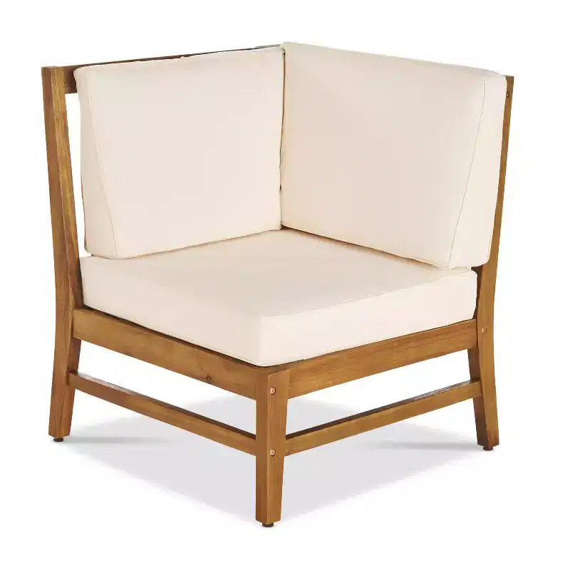 GDFStudio Abena - Canapé d'angle d'extérieur 9 places en acacia avec coussins