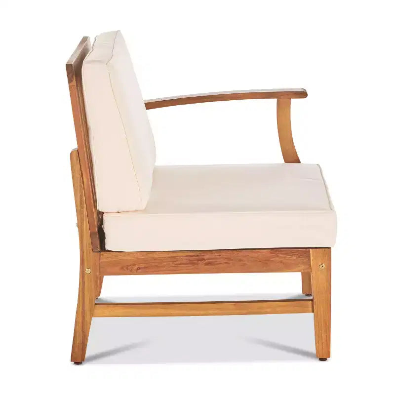 GDFStudio Abena - Canapé d'angle d'extérieur 9 places en acacia avec coussins