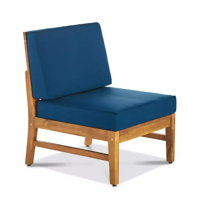 GDFStudio Abena - Canapé d'angle d'extérieur 9 places en acacia avec coussins