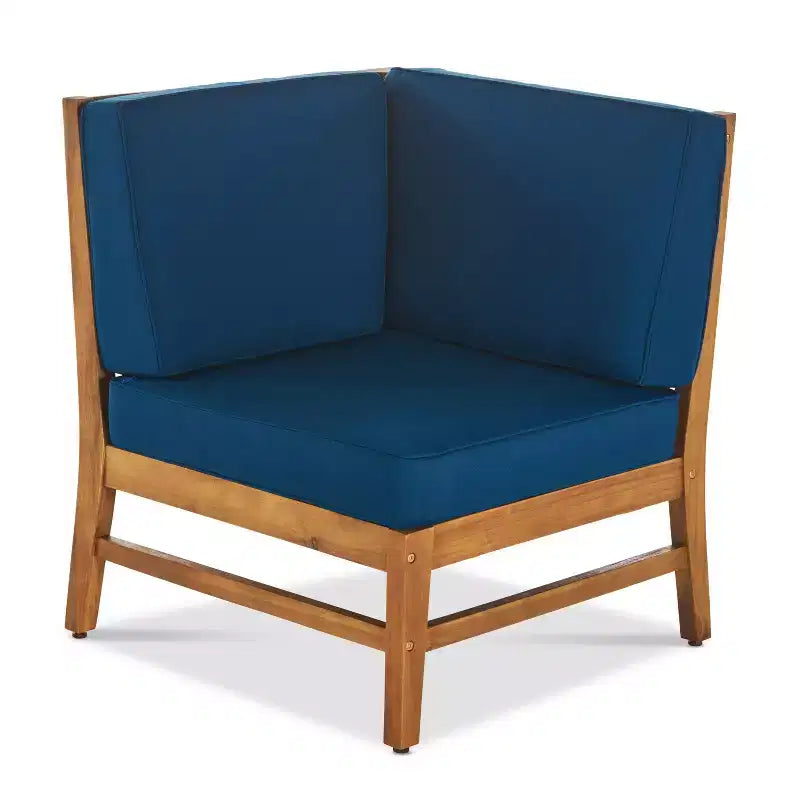 GDFStudio Abena - Canapé d'angle d'extérieur 9 places en acacia avec coussins