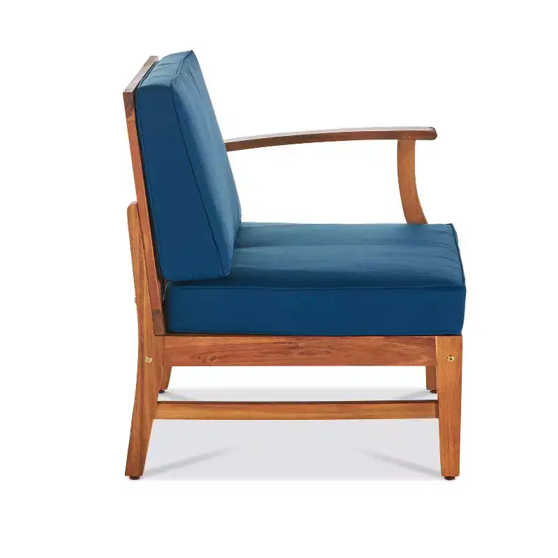 GDFStudio Abena - Canapé d'angle d'extérieur 9 places en acacia avec coussins