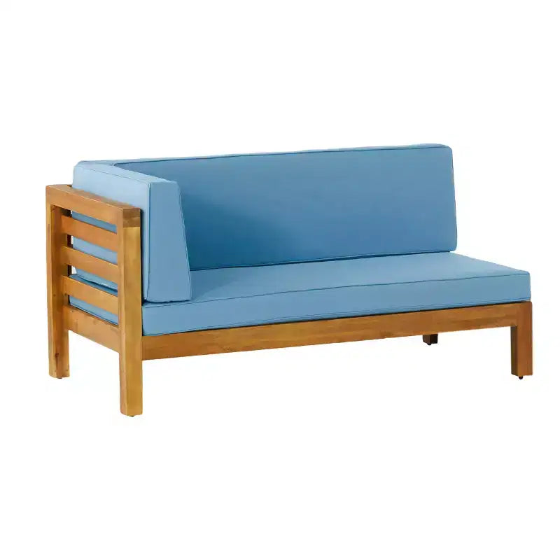 Christopher Knight Home Cascada, canapé sectionnel d'extérieur en bois d'acacia 7 places avec coussins