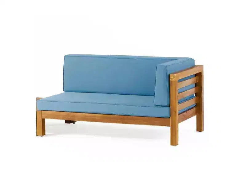 Christopher Knight Home Cascada, canapé sectionnel d'extérieur en bois d'acacia 7 places avec coussins
