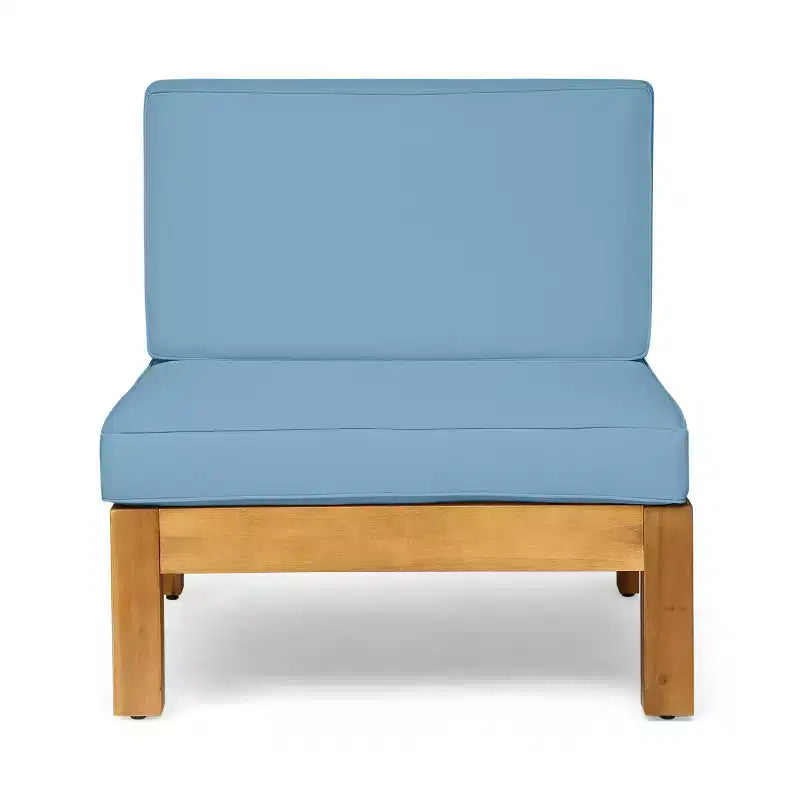 Christopher Knight Home Cascada, canapé sectionnel d'extérieur en bois d'acacia 7 places avec coussins