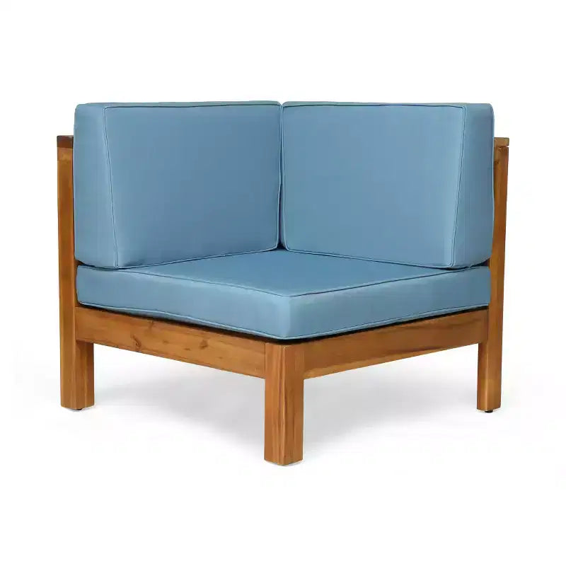 Christopher Knight Home Cascada, canapé sectionnel d'extérieur en bois d'acacia 7 places avec coussins