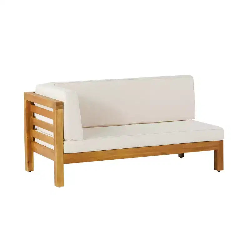 Christopher Knight Home Cascada, canapé sectionnel d'extérieur en bois d'acacia 7 places avec coussins