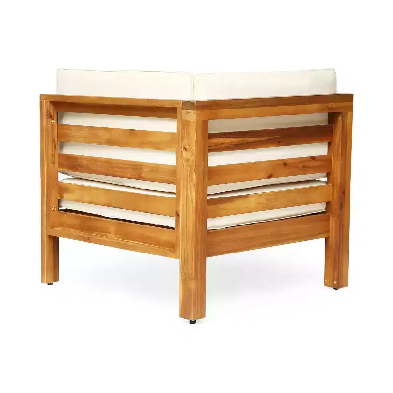 Christopher Knight Home Cascada, canapé sectionnel d'extérieur en bois d'acacia 7 places avec coussins