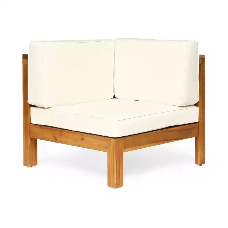 Christopher Knight Home Cascada, canapé sectionnel d'extérieur en bois d'acacia 7 places avec coussins