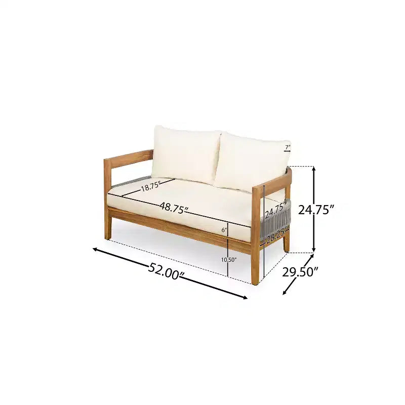 Christopher Knight Home Fawn, ensemble causeuse et table d'extérieur modernes en bois d'acacia, beige/teck