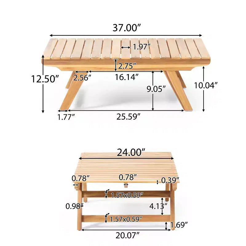 Ensemble causeuse et table basse d'extérieur en bois d'acacia Sedona de Christopher Knight Home avec coussin