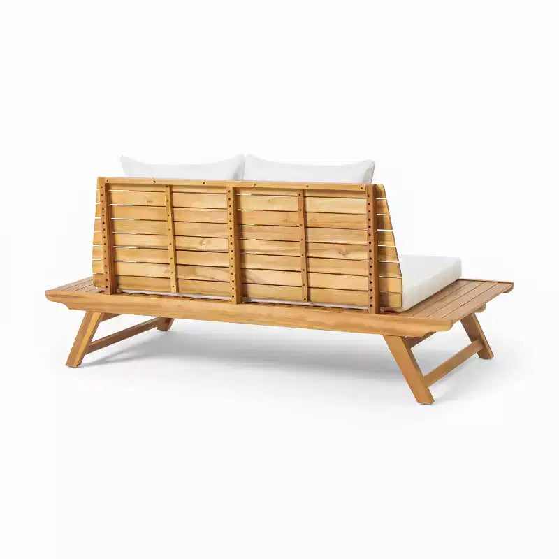 Ensemble causeuse et table basse d'extérieur en bois d'acacia Sedona de Christopher Knight Home avec coussin
