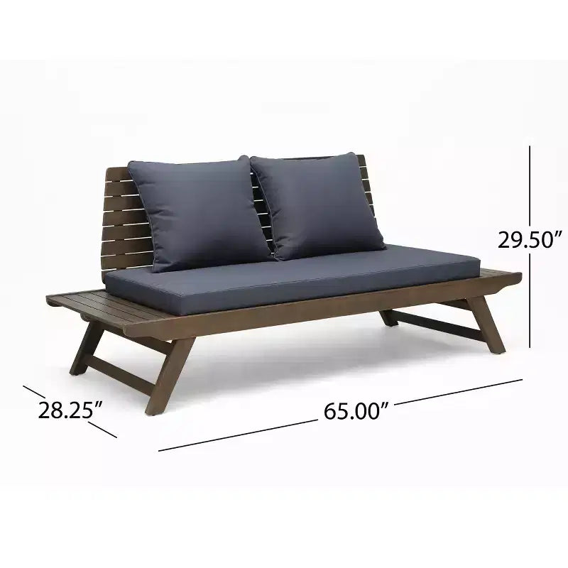 Ensemble causeuse et table basse d'extérieur en bois d'acacia Sedona de Christopher Knight Home avec coussin