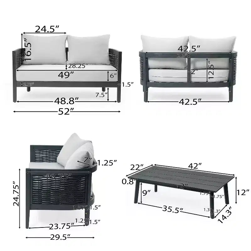 Christopher Knight Home Burchett Ensemble de conversation 2 pièces en bois d'acacia et osier pour terrasse avec coussins
