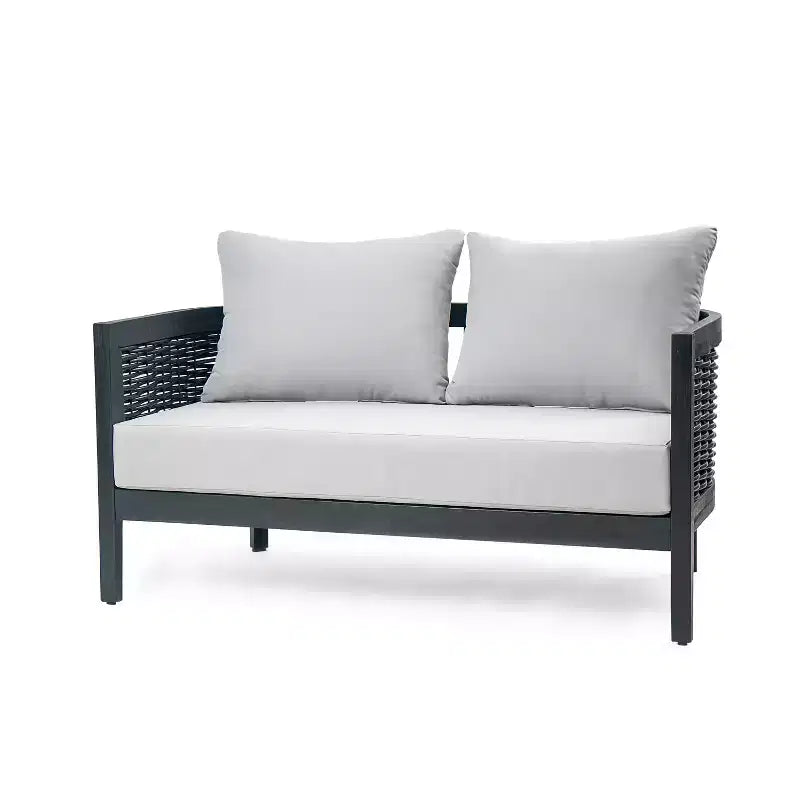 Christopher Knight Home Burchett Ensemble de conversation 2 pièces en bois d'acacia et osier pour terrasse avec coussins