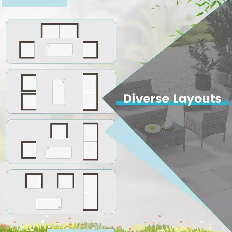Ensemble de meubles de patio Costway 4 pièces avec coussins lavables et table basse en verre trempé gris