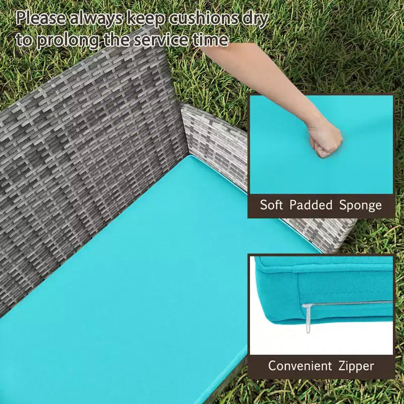 Ensemble de meubles de patio Costway 4 pièces avec coussins lavables et table basse en verre trempé gris