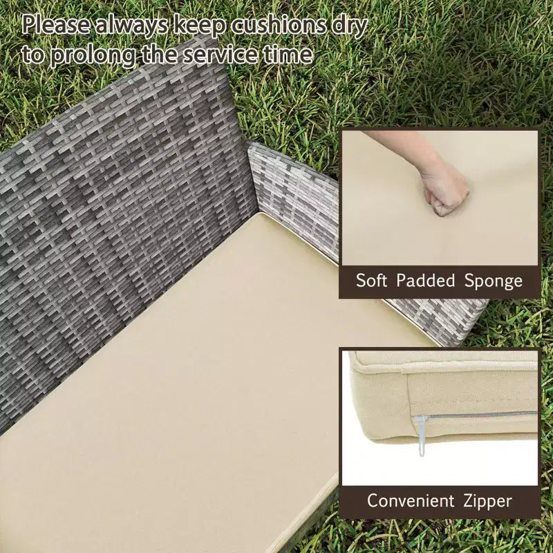 Ensemble de meubles de patio Costway 4 pièces avec coussins lavables et table basse en verre trempé gris