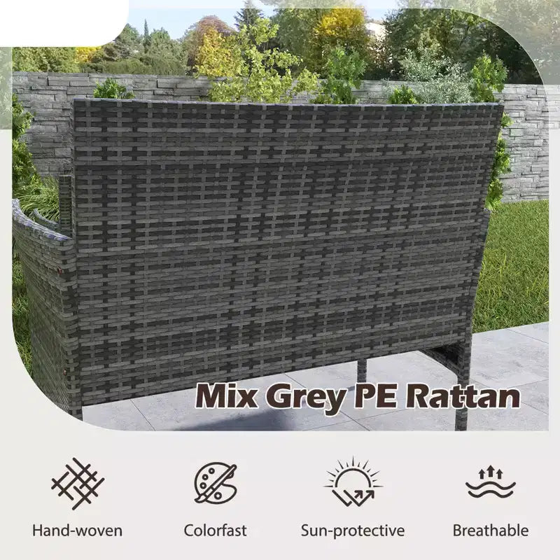 Ensemble de meubles de patio Costway 4 pièces avec coussins lavables et table basse en verre trempé gris