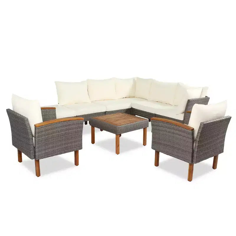 Salon de jardin 9 pièces en rotin, ensemble de canapés de patio avec table basse et coussins lavables - ModernLuxe