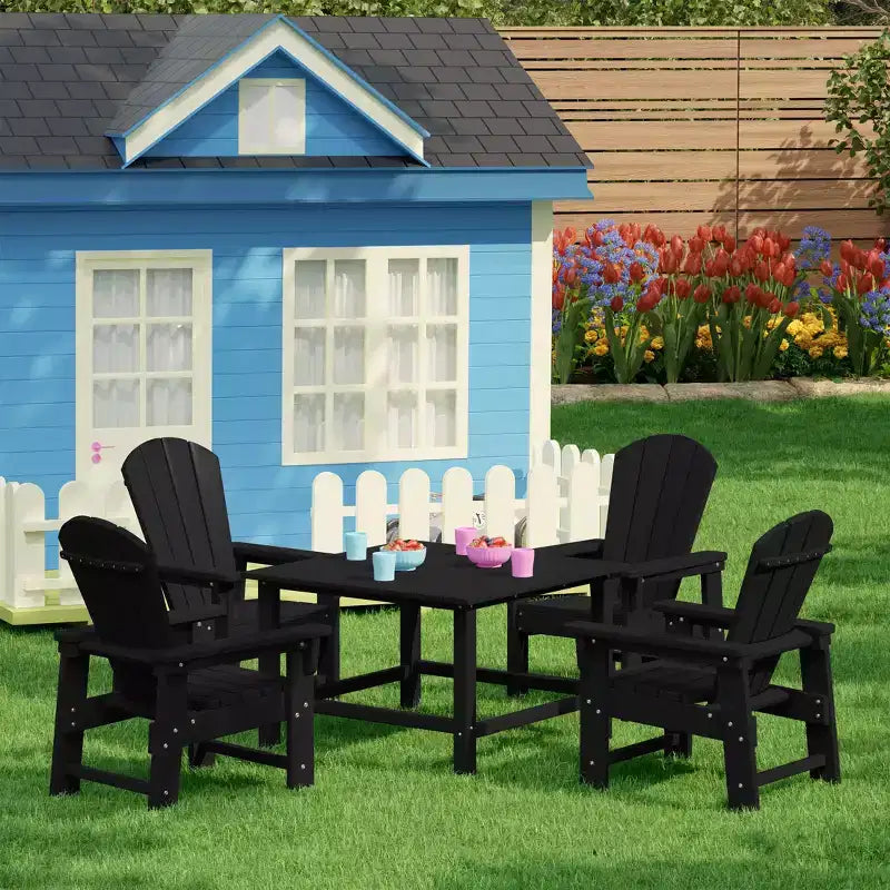 WestinTrends Malibu Ensemble de salle à manger d'extérieur carré 5 pièces en PEHD pour enfants avec table et chaises