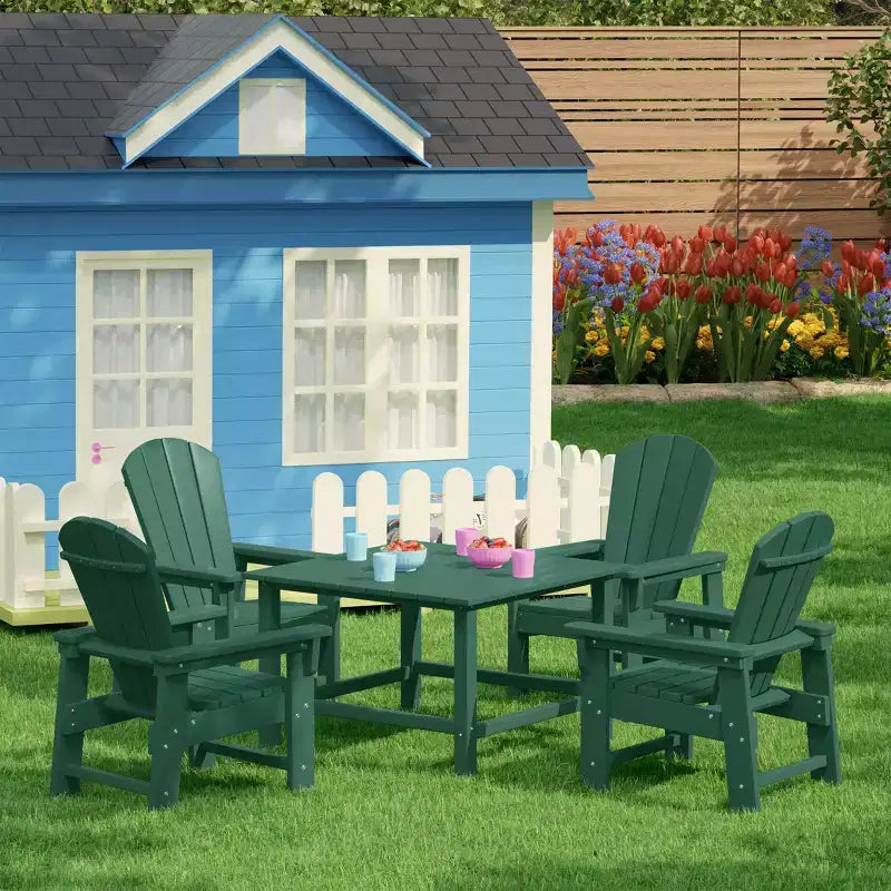 WestinTrends Malibu Ensemble de salle à manger d'extérieur carré 5 pièces en PEHD pour enfants avec table et chaises