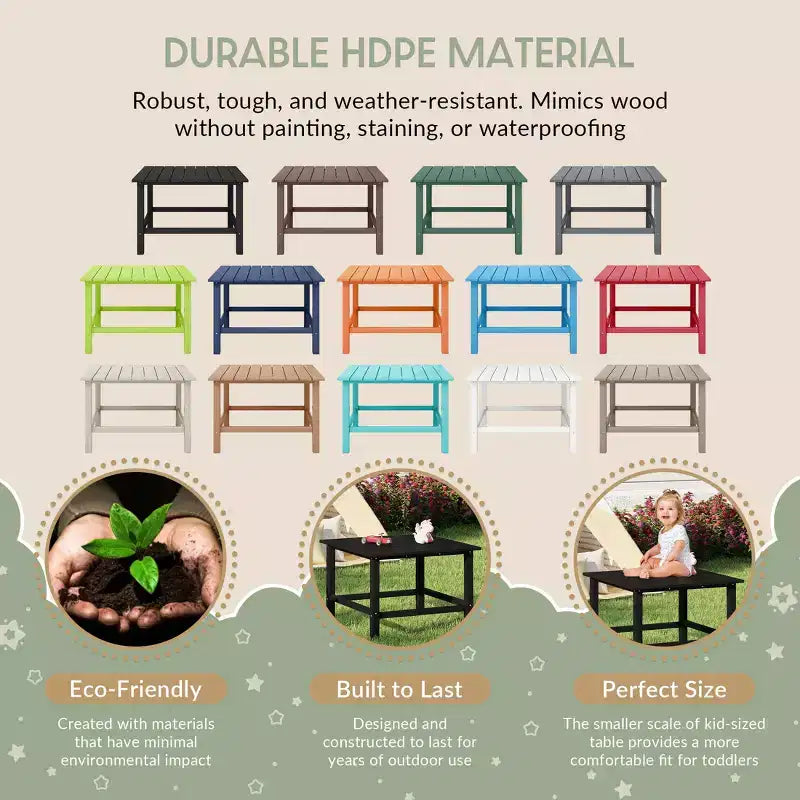 WestinTrends Malibu Ensemble de salle à manger d'extérieur carré 5 pièces en PEHD pour enfants avec table et chaises