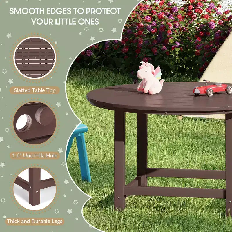 Ensemble table et chaises de salle à manger rondes 5 pièces pour enfant WestinTrends Malibu en PEHD pour l'extérieur
