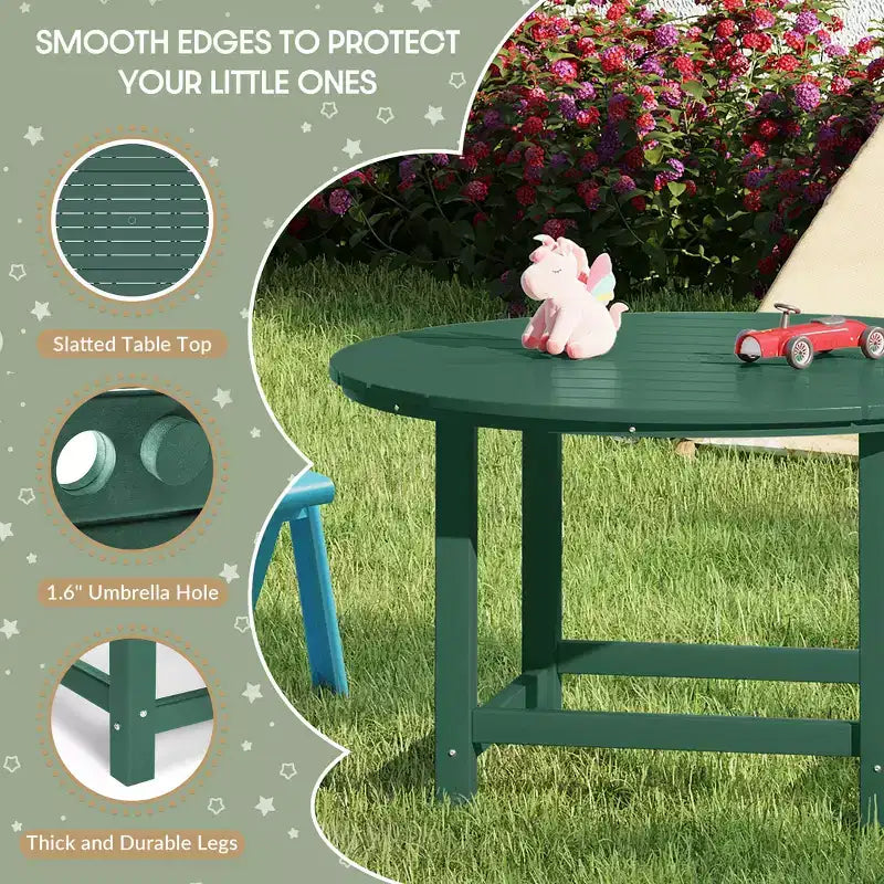 Ensemble table et chaises de salle à manger rondes 5 pièces pour enfant WestinTrends Malibu en PEHD pour l'extérieur