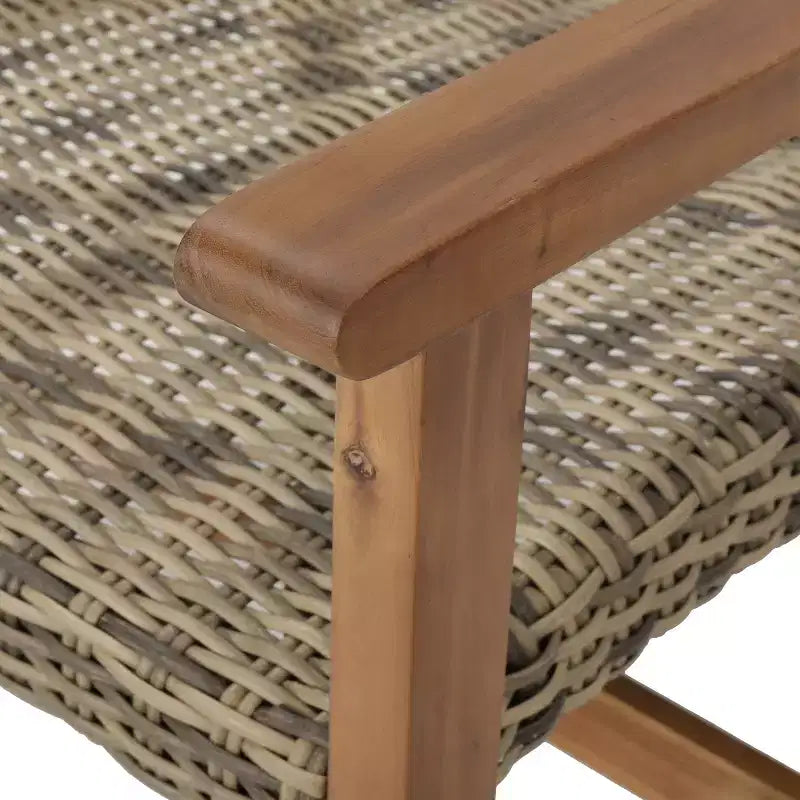 Christopher Knight Home Augusta Ensemble de 5 pièces pour extérieur en bois d'acacia et osier avec fauteuils de club et foyer
