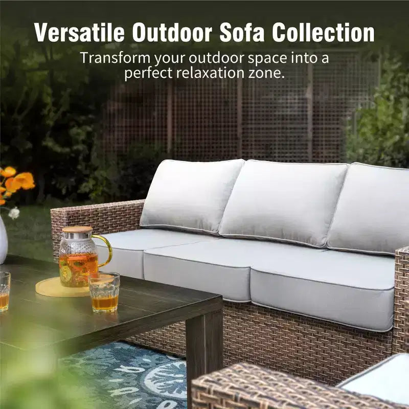 Captiva Designs Ensemble de conversation d'extérieur 5 pièces en osier avec ottoman pour terrasse ou piscine