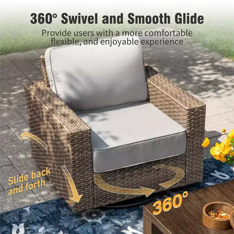 Captiva Designs Ensemble de conversation d'extérieur 5 pièces en osier avec ottoman pour terrasse ou piscine