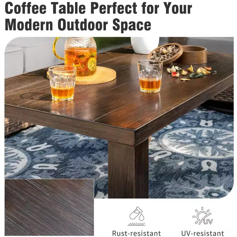 Captiva Designs Ensemble de conversation d'extérieur 5 pièces en osier avec ottoman pour terrasse ou piscine