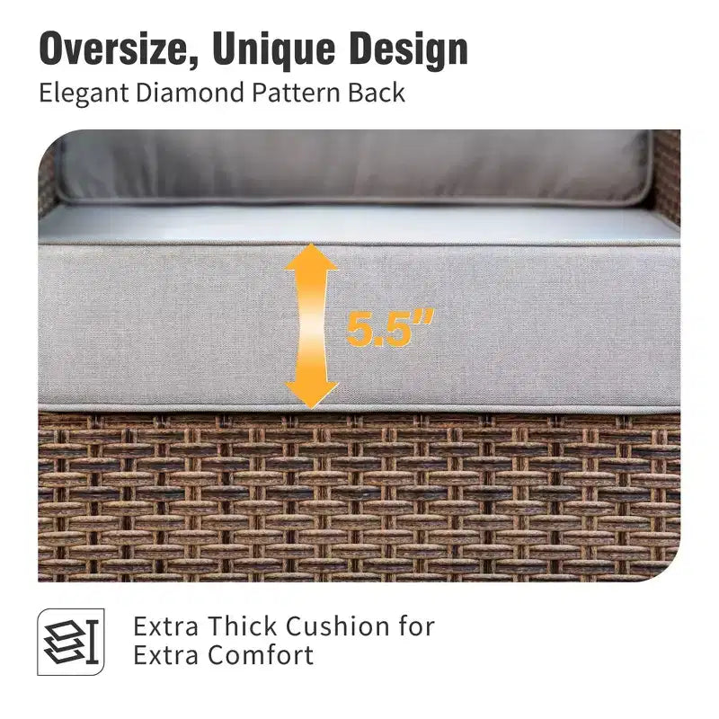 Captiva Designs Ensemble de conversation d'extérieur 5 pièces en osier avec ottoman pour terrasse ou piscine