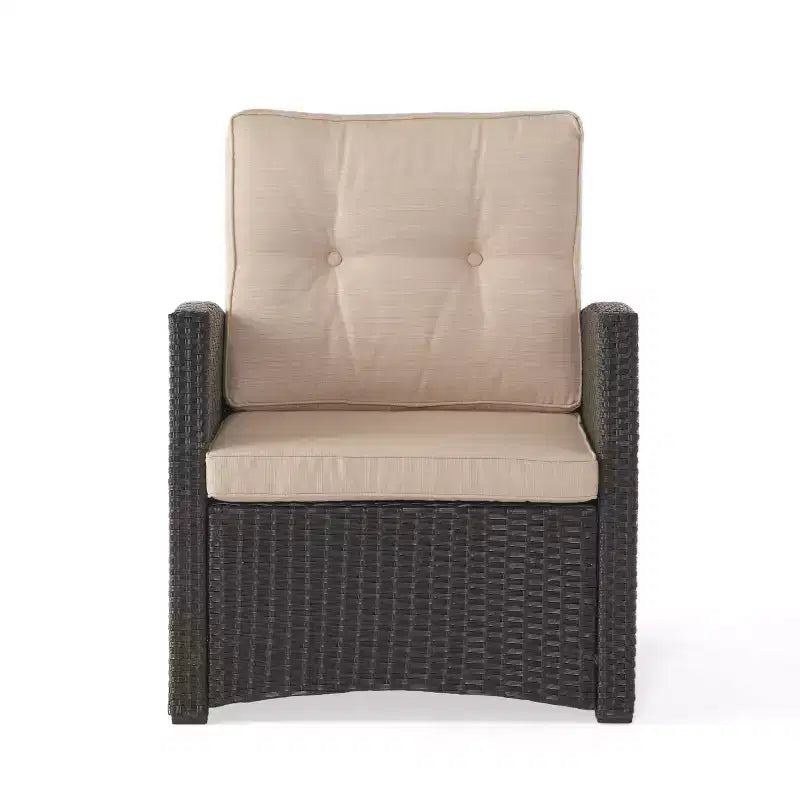 Christopher Knight Home Malvern Ensemble de 5 fauteuils et de foyer d'extérieur en osier avec coussins