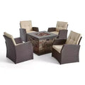 Christopher Knight Home Malvern Ensemble de 5 fauteuils et de foyer d'extérieur en osier avec coussins
