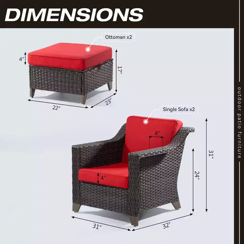 Chaise de patio UPTIOT avec coussins et poufs