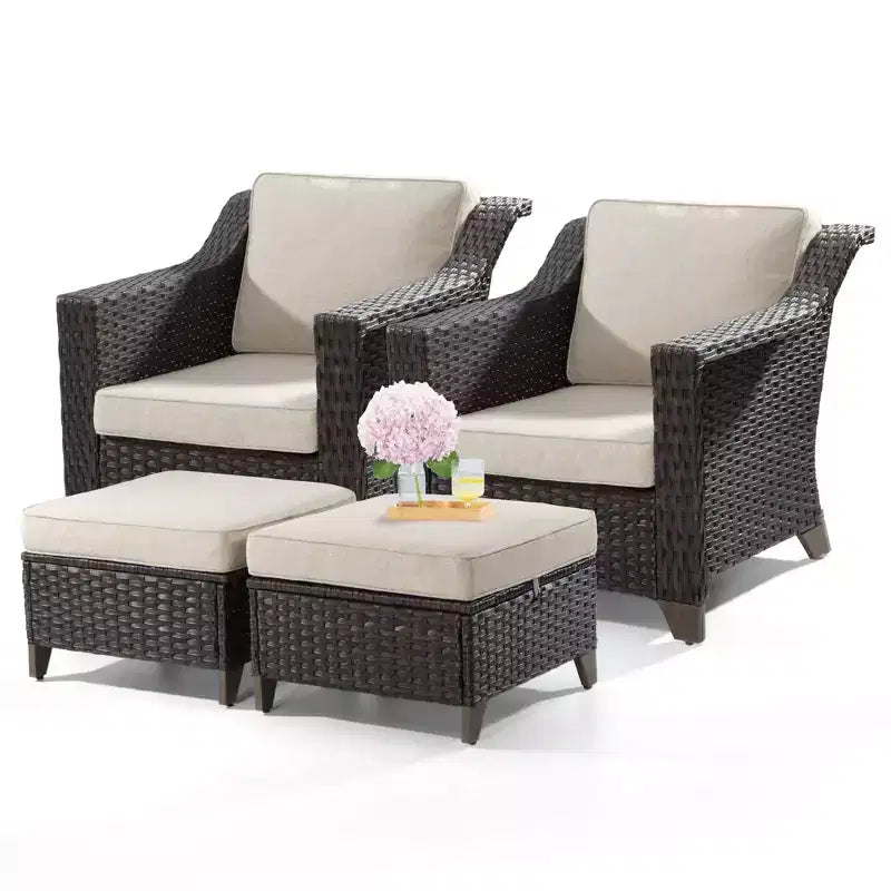 Chaise de patio UPTIOT avec coussins et poufs